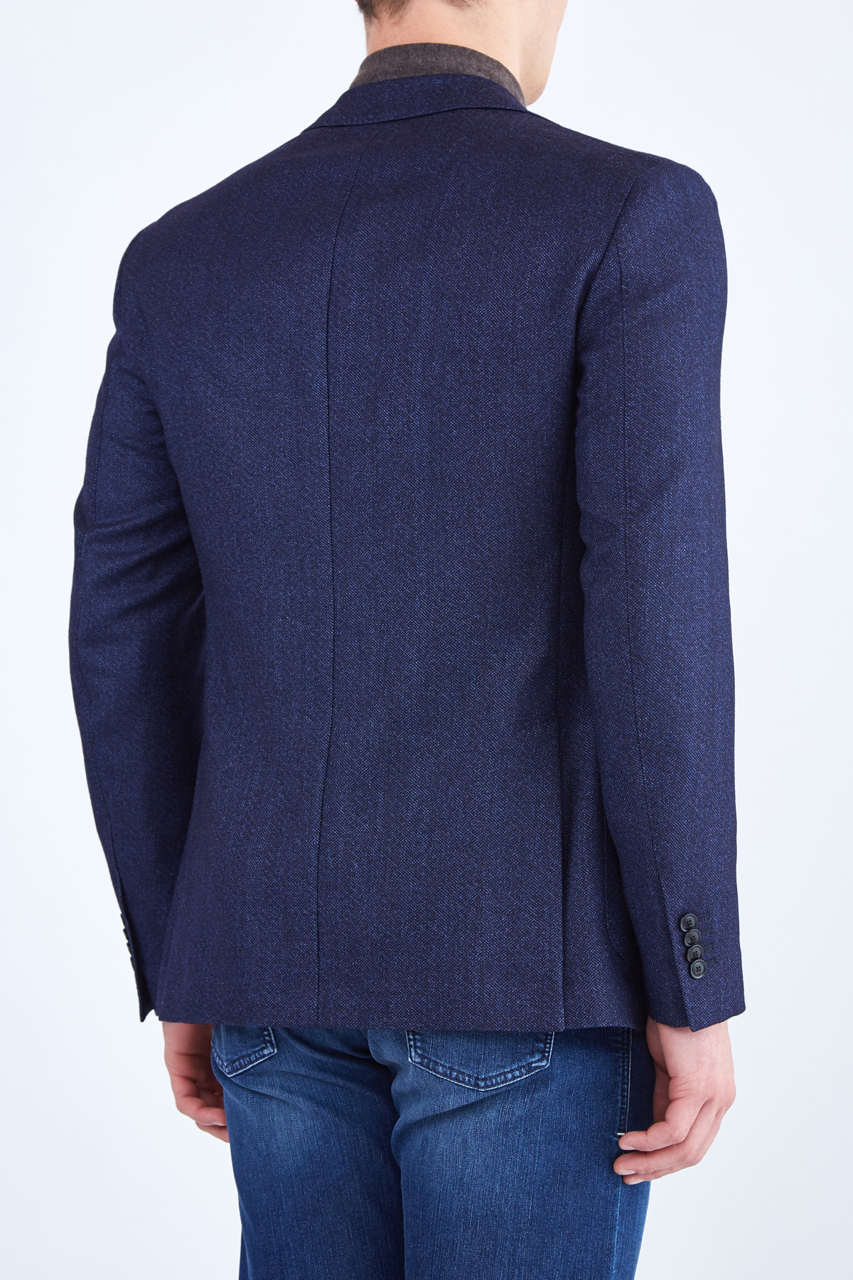 Пиджак в неаполитанском стиле из шерсти и шелка LUCIANO BARBERA, цвет синий, размер 46;50 - фото 4